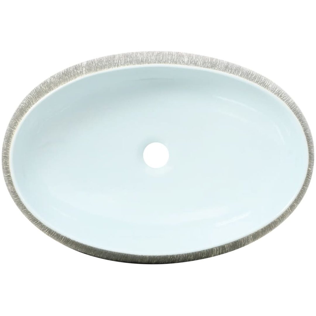 Handfat grå och blå oval keramik vidaXL 59 x 40 x 15 cm – bild 6