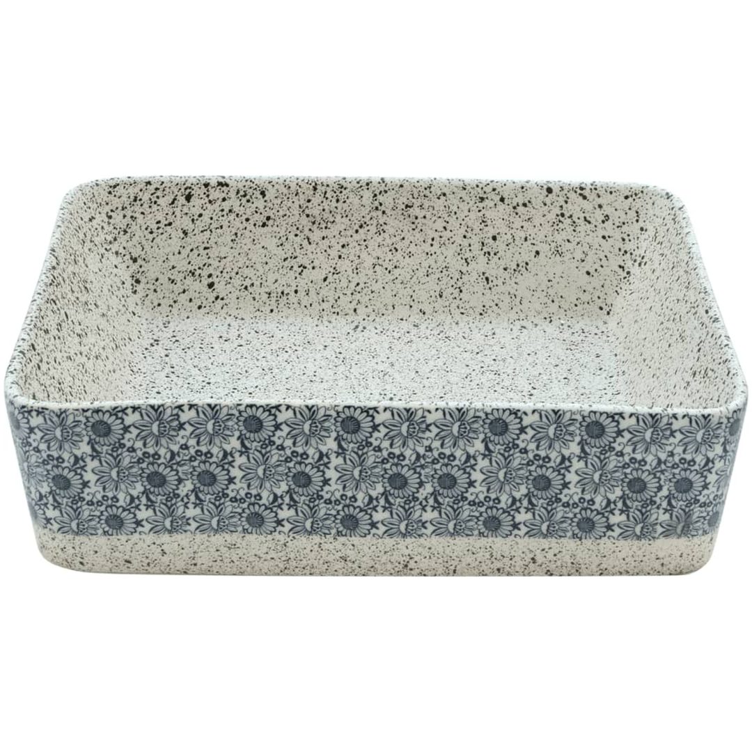 Handfat grå och blå rektangulär 46x35,5x13 cm keramik vidaXL – bild 4