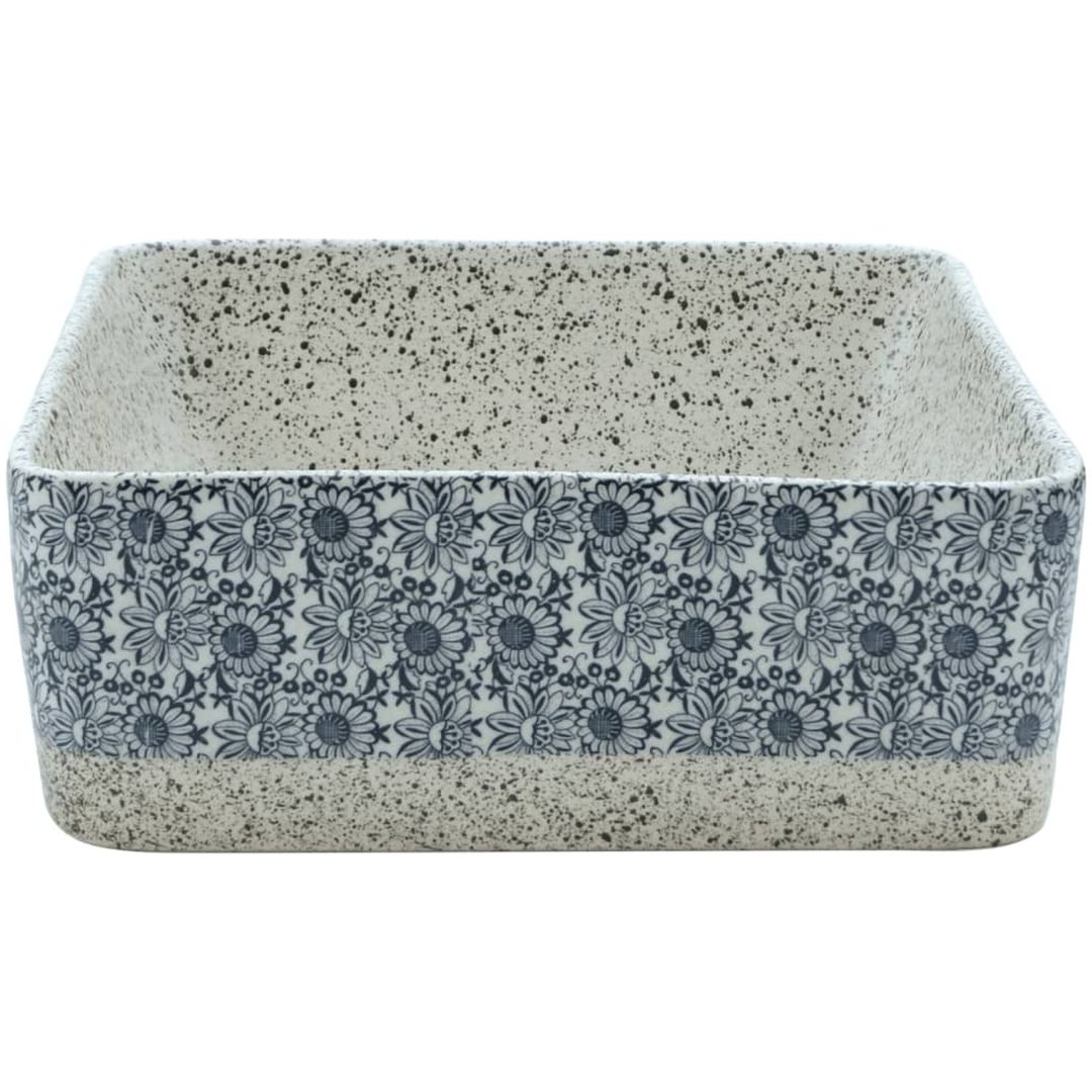 Handfat grå och blå rektangulär 46x35,5x13 cm keramik vidaXL – bild 5
