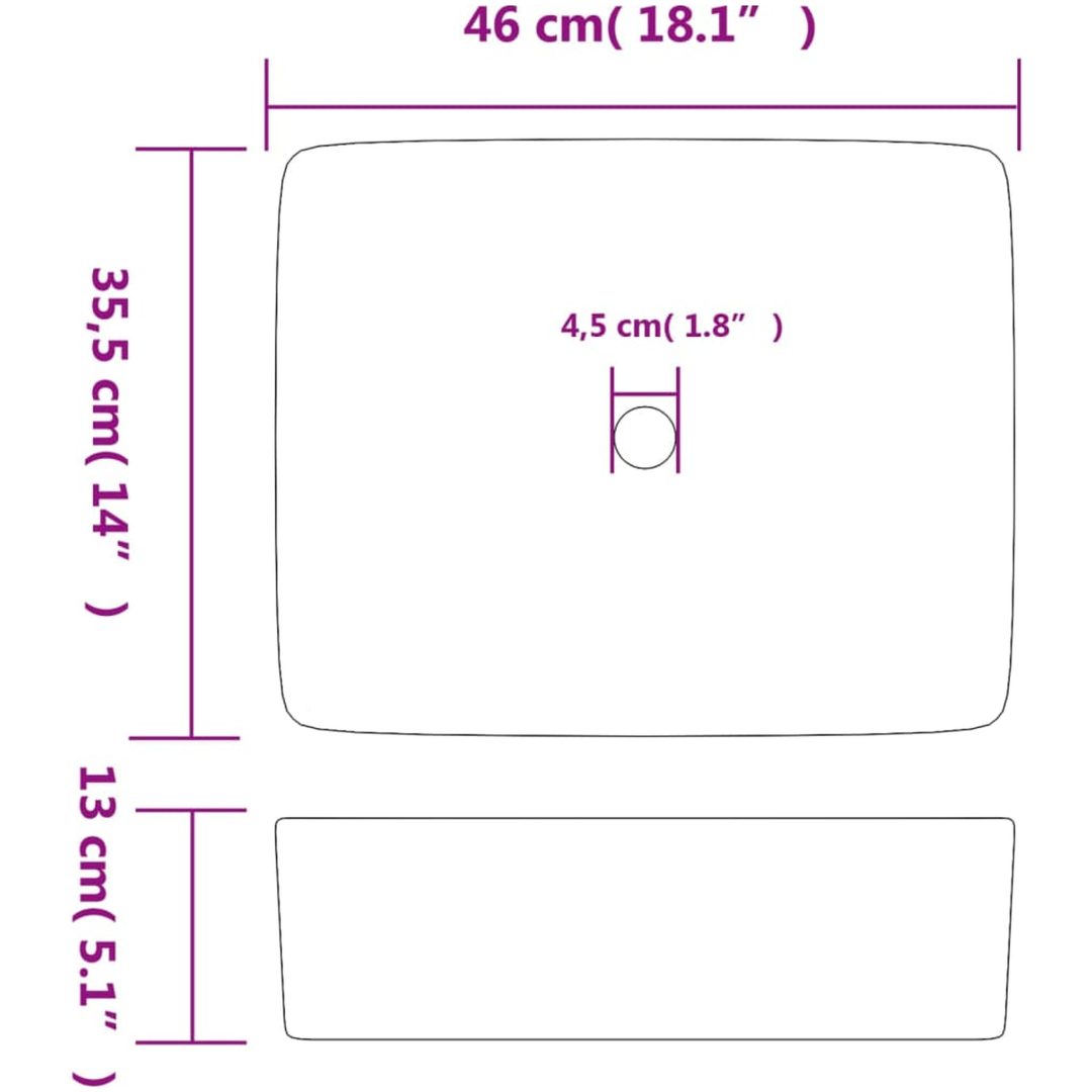 Handfat grå och blå rektangulär 46x35,5x13 cm keramik vidaXL – bild 8