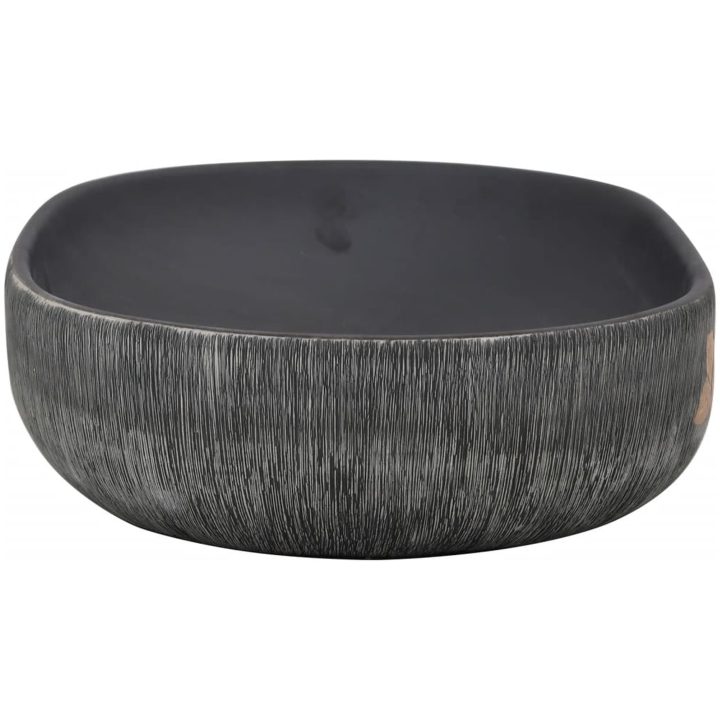 Handfat grå och svart oval keramik vidaXL 59 x 40 x 14 cm – bild 5