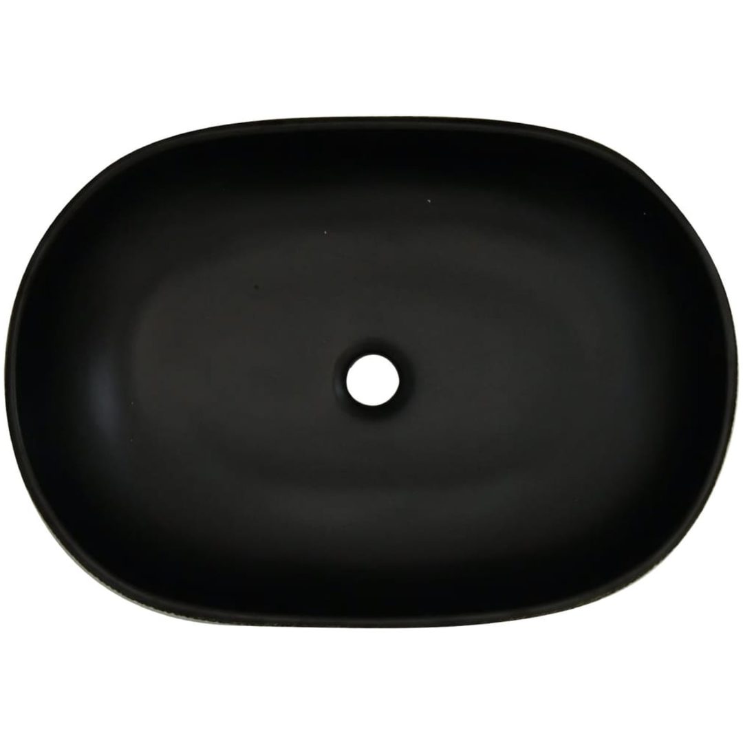 Handfat grå och svart oval keramik vidaXL 59 x 40 x 14 cm – bild 6