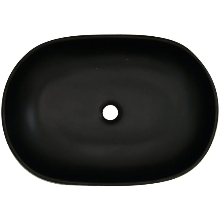 Handfat grå och svart oval keramik vidaXL 59 x 40 x 14 cm – bild 6