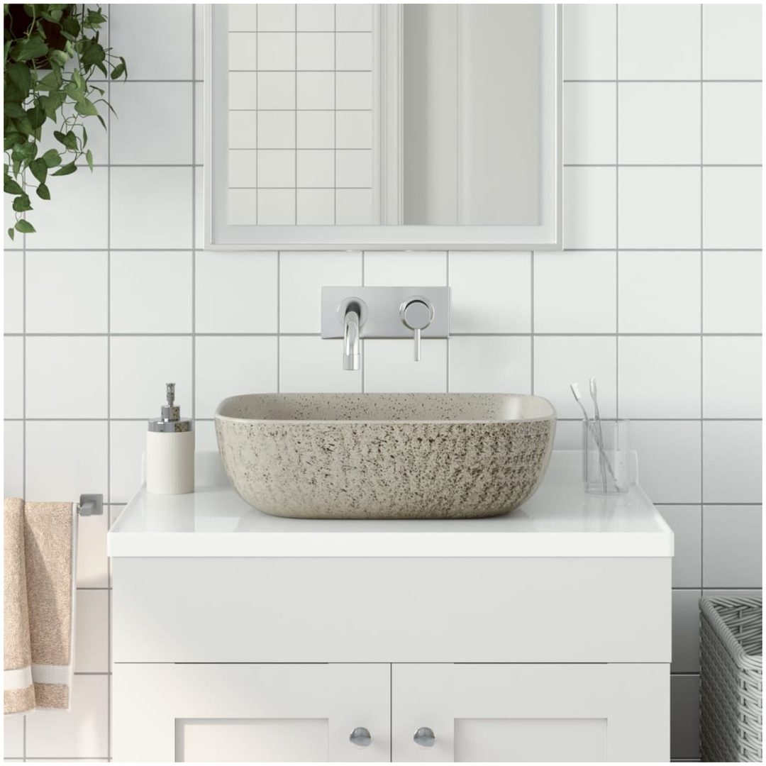 Handfat grå rektangulär keramik vidaXL 48 x 37.5 x 13.5 cm
