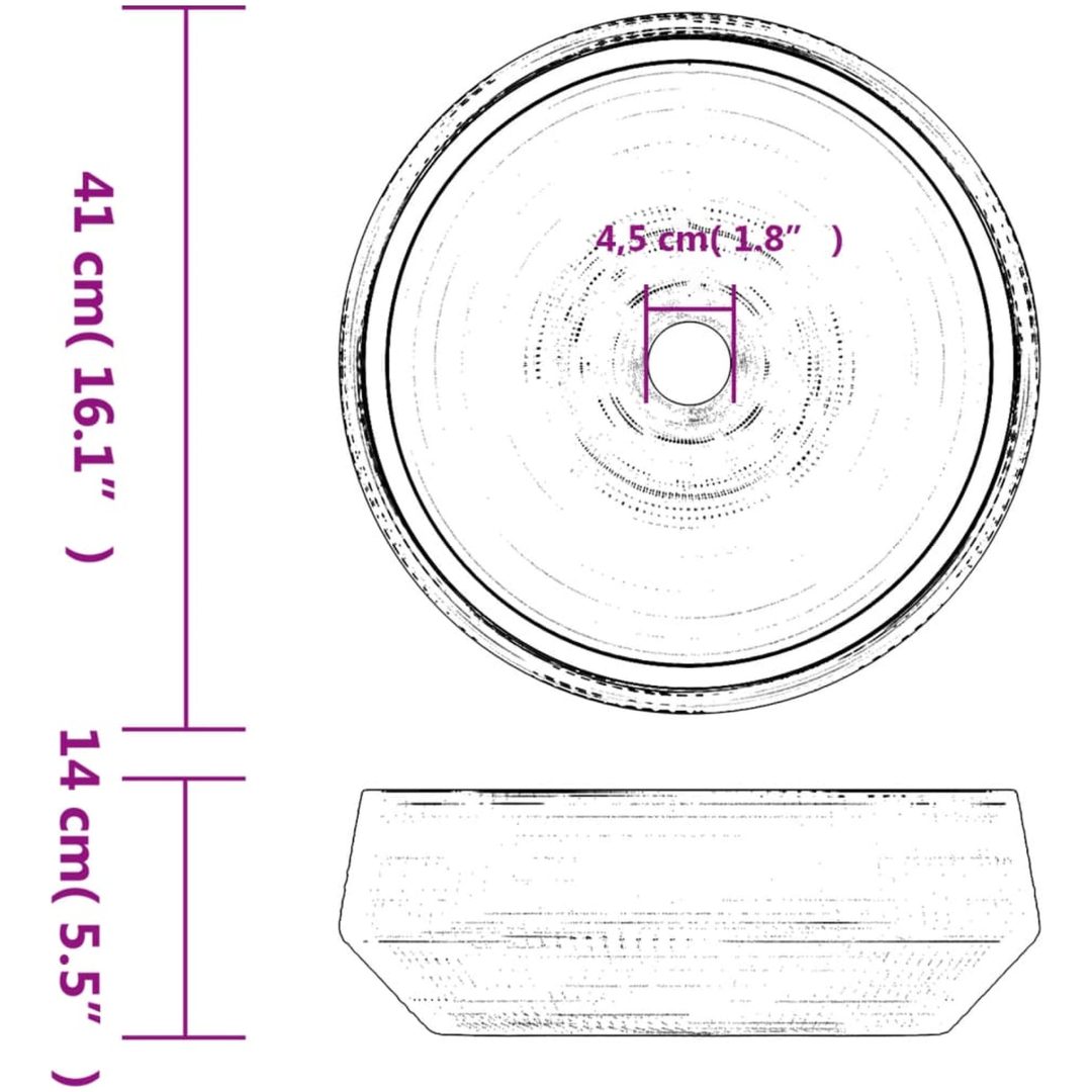 Handfat grå rund Φ41x14 cm keramik vidaXL – bild 6