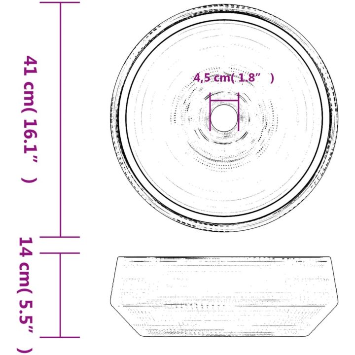 Handfat grå rund Φ41x14 cm keramik vidaXL – bild 6