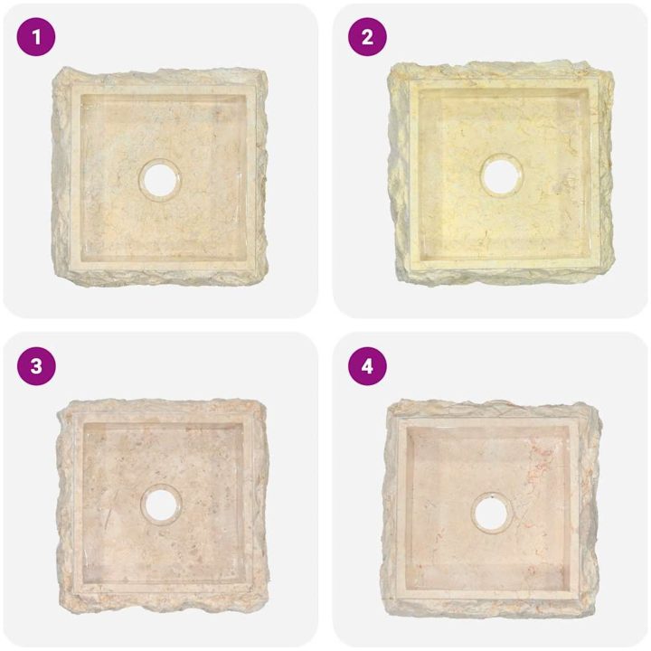 Handfat gräddvit 30x30x13 cm marmor vidaXL – bild 7