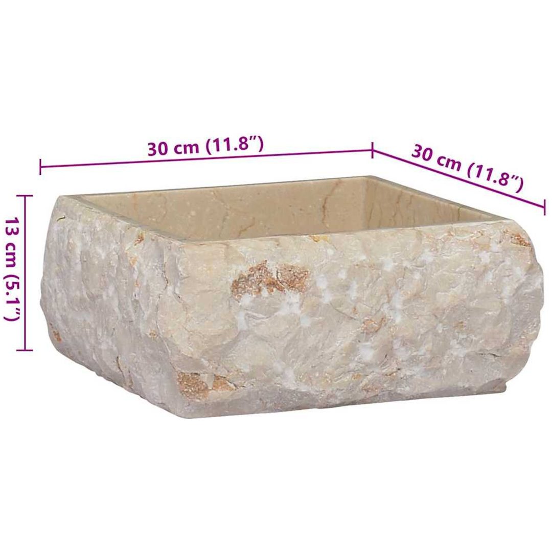 Handfat gräddvit 30x30x13 cm marmor vidaXL – bild 9