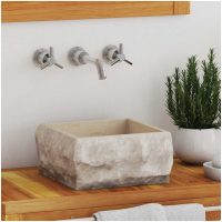 Handfat gräddvit 30x30x13 cm marmor vidaXL