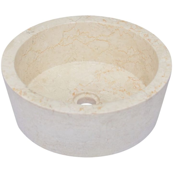 Handfat gräddvit ⌀40x15 cm marmor vidaXL – bild 2