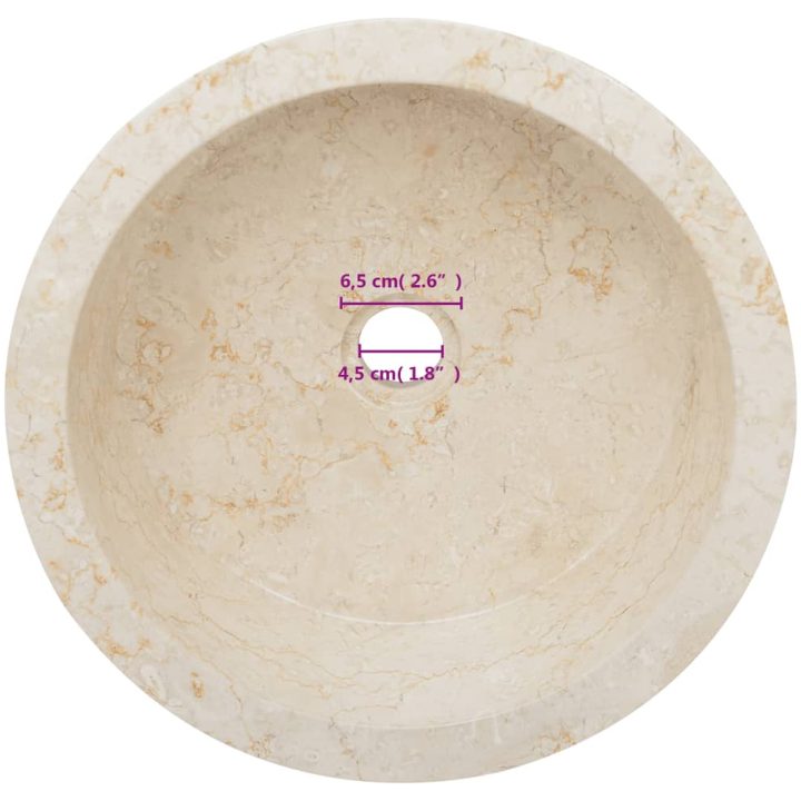 Handfat gräddvit ⌀40x15 cm marmor vidaXL – bild 11