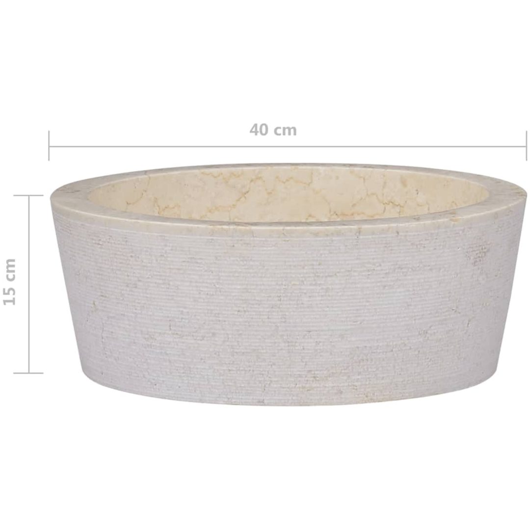 Handfat gräddvit ⌀40x15 cm marmor vidaXL – bild 6