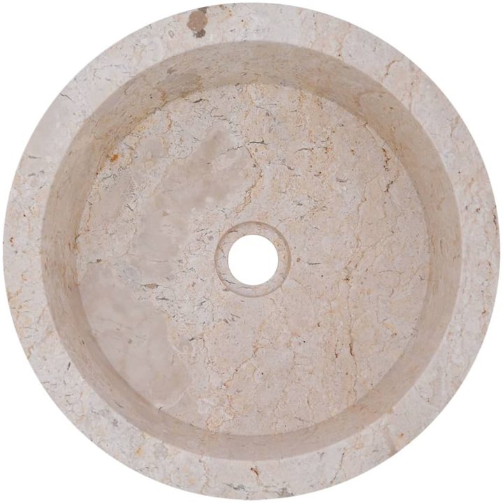 Handfat gräddvit ⌀40x15 cm marmor vidaXL – bild 9