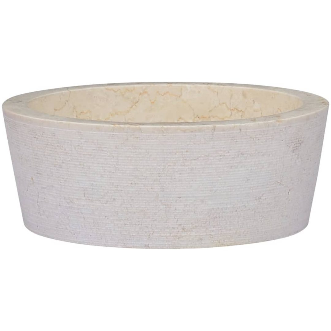 Handfat gräddvit ⌀40x15 cm marmor vidaXL