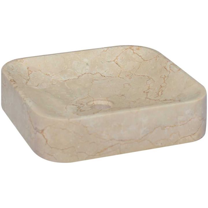 Handfat gräddvit 40x40x10 cm marmor vidaXL – bild 3