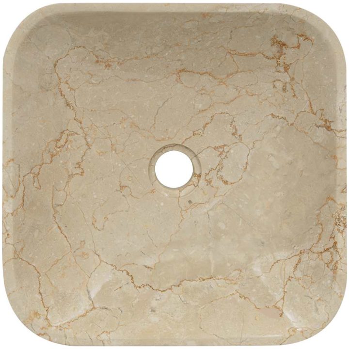 Handfat gräddvit 40x40x10 cm marmor vidaXL – bild 4