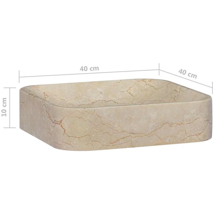 Handfat gräddvit 40x40x10 cm marmor vidaXL – bild 8