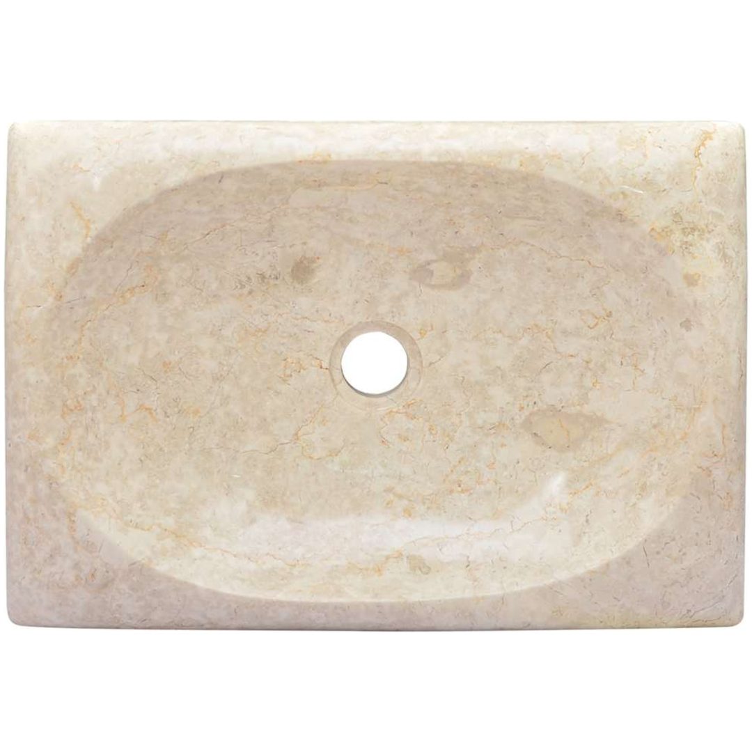 Handfat gräddvit 50x35x10 cm marmor vidaXL – bild 5