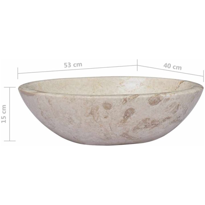 Handfat gräddvit 53x40x15 cm marmor vidaXL – bild 8