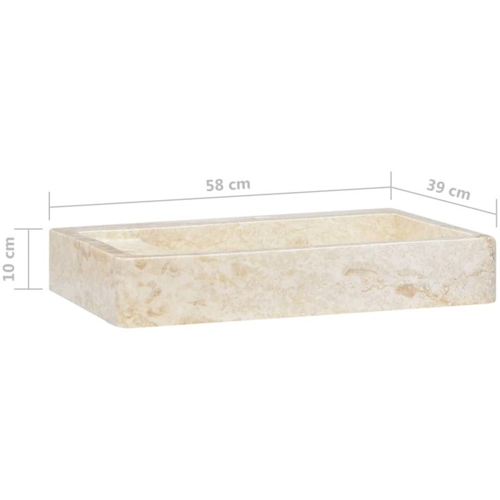 Handfat gräddvit 58x39x10 cm marmor vidaXL – bild 7