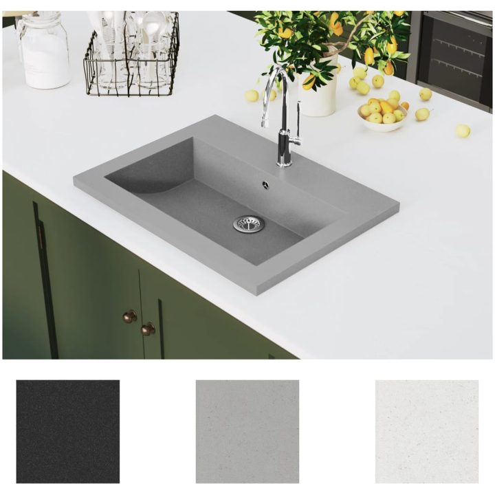 Handfat granit 600x450x120 mm grå vidaXL – bild 3