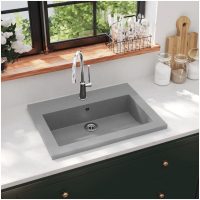 Handfat granit 600x450x120 mm grå vidaXL