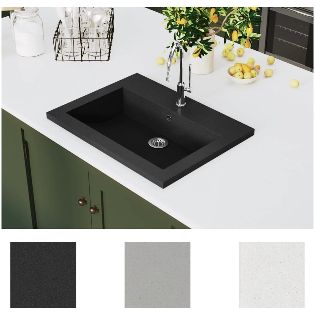 Handfat granit 600x450x120 mm svart vidaXL – bild 3