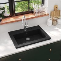 Handfat granit 600x450x120 mm svart vidaXL