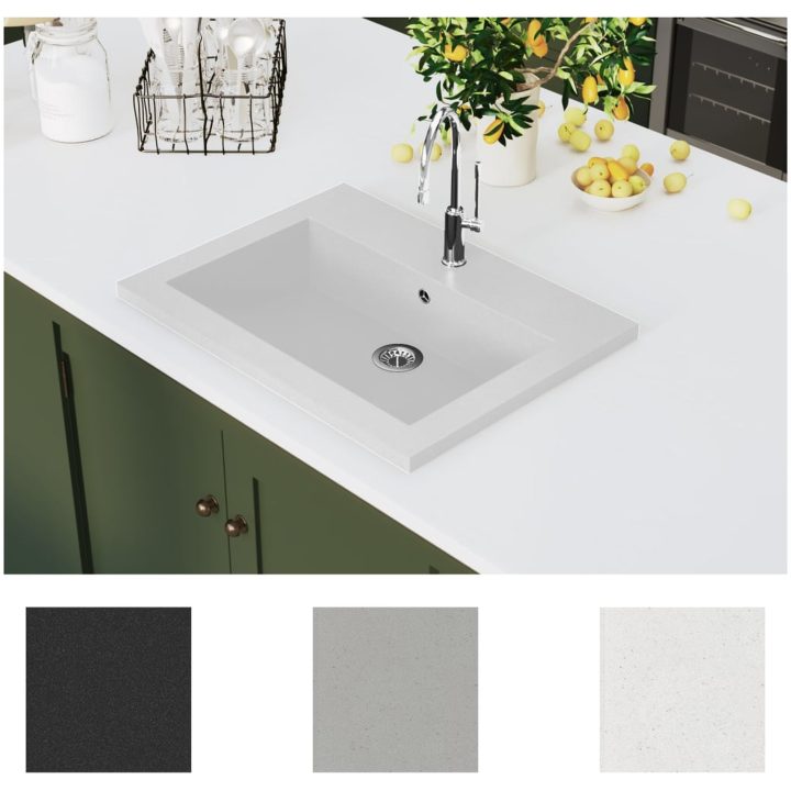 Handfat granit 600x450x120 mm vit vidaXL – bild 3