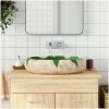 Handfat grön och brun oval keramik vidaXL 59 x 40 x 15 cm – miniatyr 1