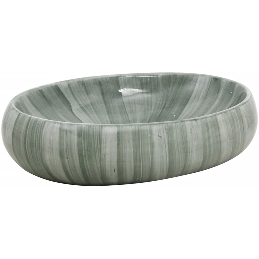 Handfat grön oval keramik vidaXL 59 x 40 x 15 cm – bild 2
