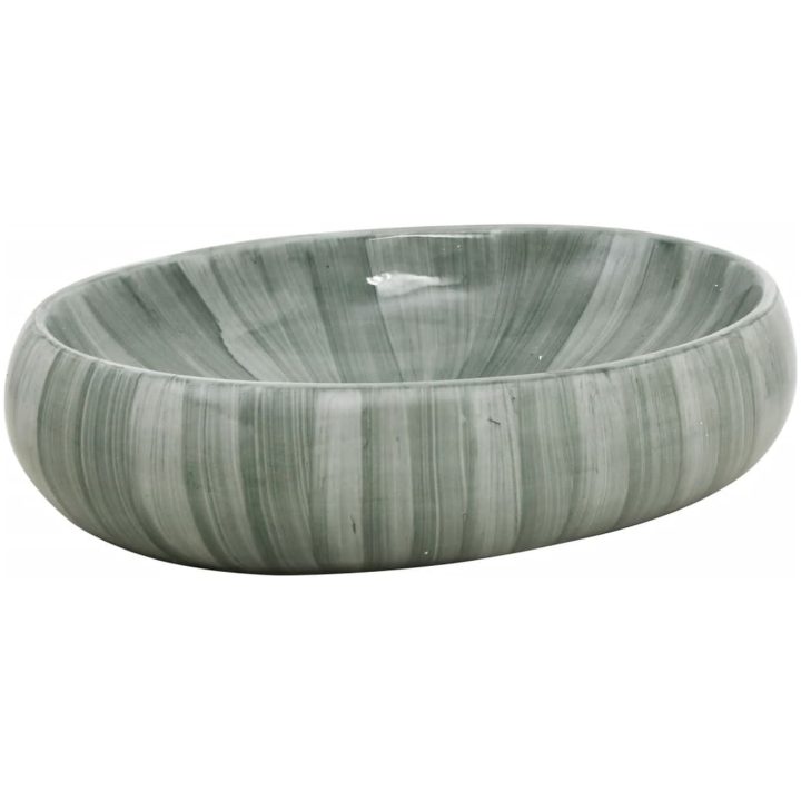 Handfat grön oval keramik vidaXL 59 x 40 x 15 cm – bild 2