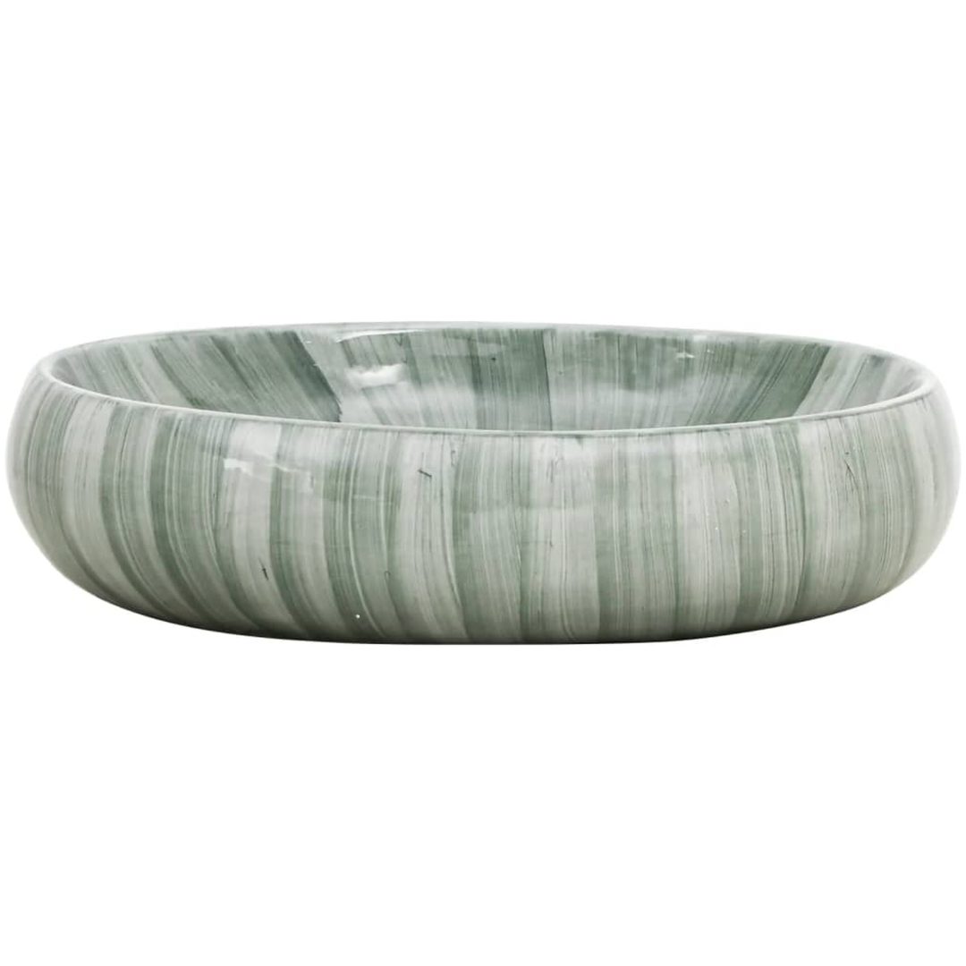 Handfat grön oval keramik vidaXL 59 x 40 x 15 cm – bild 3