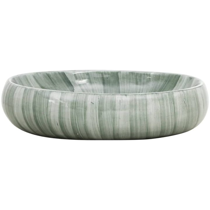 Handfat grön oval keramik vidaXL 59 x 40 x 15 cm – bild 3