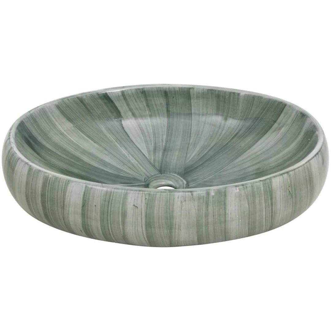 Handfat grön oval keramik vidaXL 59 x 40 x 15 cm – bild 4