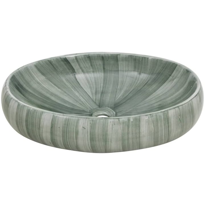 Handfat grön oval keramik vidaXL 59 x 40 x 15 cm – bild 4