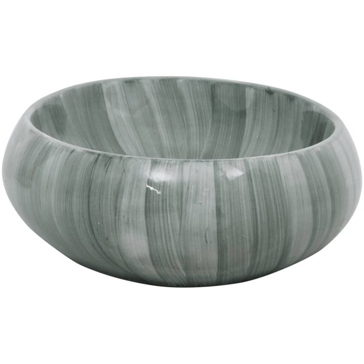 Handfat grön oval keramik vidaXL 59 x 40 x 15 cm – bild 5