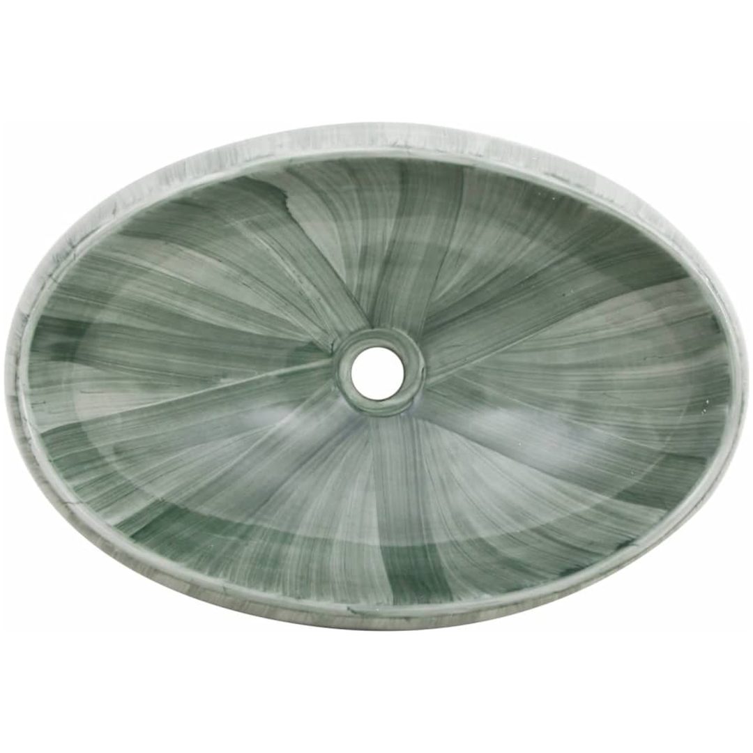 Handfat grön oval keramik vidaXL 59 x 40 x 15 cm – bild 6