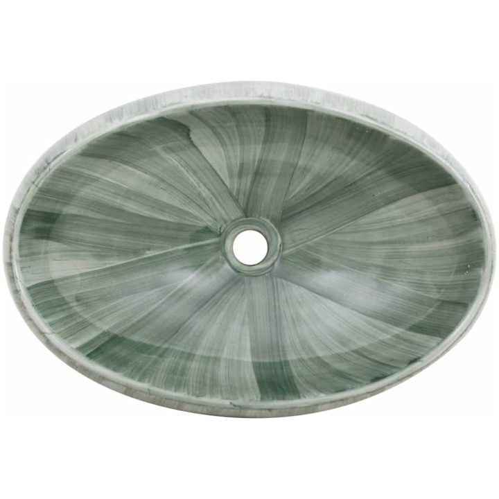 Handfat grön oval keramik vidaXL 59 x 40 x 15 cm – bild 6