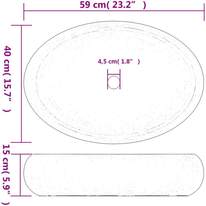 Handfat grön oval keramik vidaXL 59 x 40 x 15 cm – bild 8