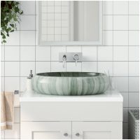 Handfat grön oval keramik vidaXL