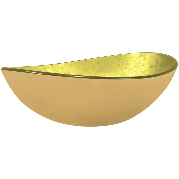 Handfat härdat glas 54,5x35x15,5 cm gyllene vidaXL – bild 2