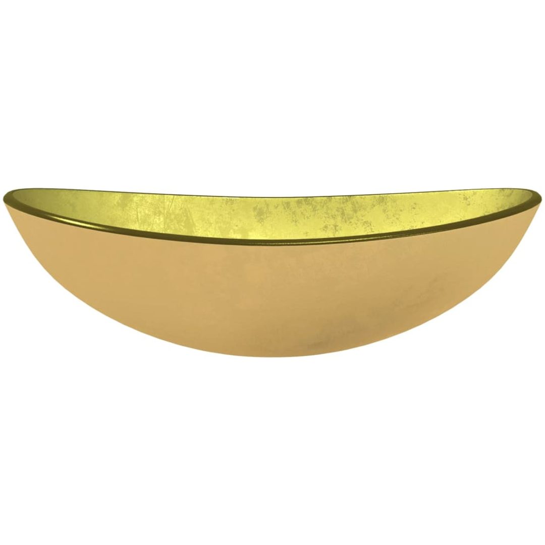 Handfat härdat glas 54,5x35x15,5 cm gyllene vidaXL – bild 3