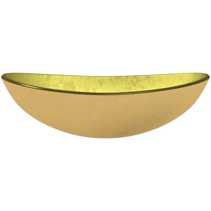 Handfat härdat glas 54,5x35x15,5 cm gyllene vidaXL – bild 3