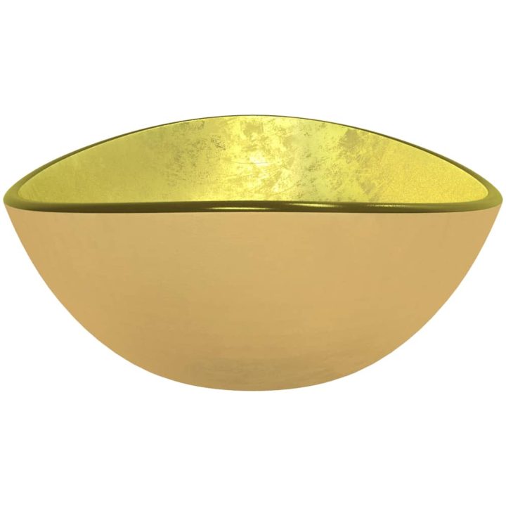 Handfat härdat glas 54,5x35x15,5 cm gyllene vidaXL – bild 4