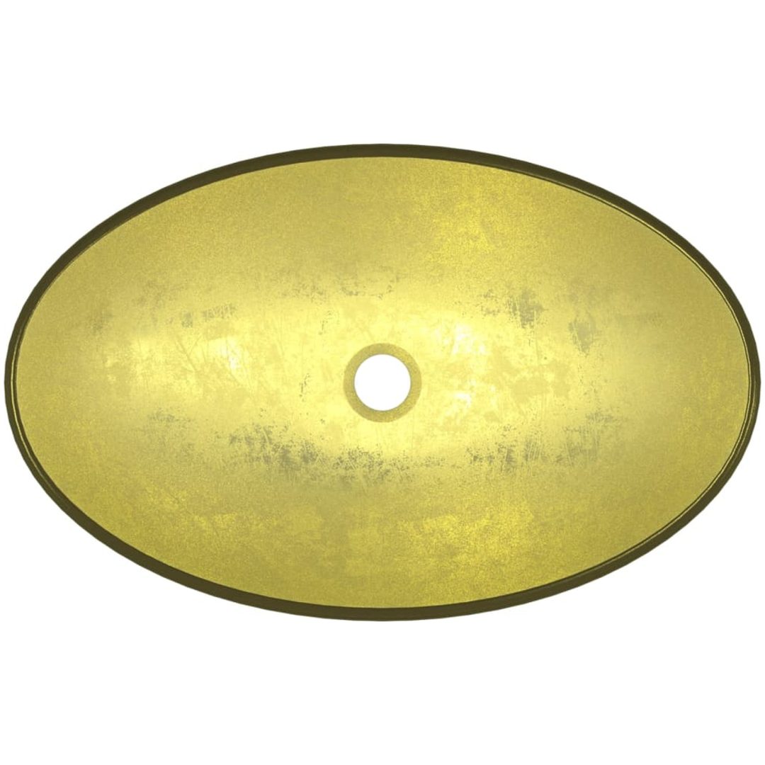 Handfat härdat glas 54,5x35x15,5 cm gyllene vidaXL – bild 5