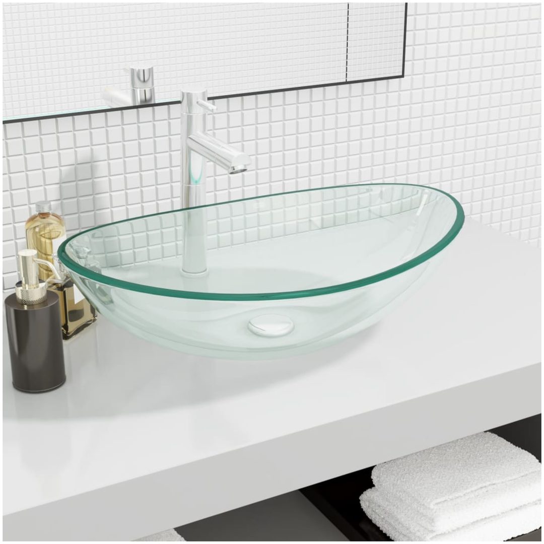Handfat härdat glas 54,5x35x15,5 cm transparent vidaXL