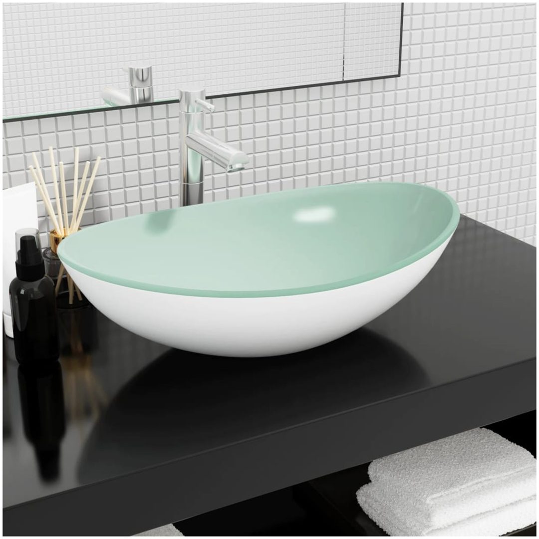 Handfat härdat glas 54,5x35x15,5 cm vit vidaXL