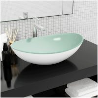 Handfat härdat glas 54,5x35x15,5 cm vit vidaXL