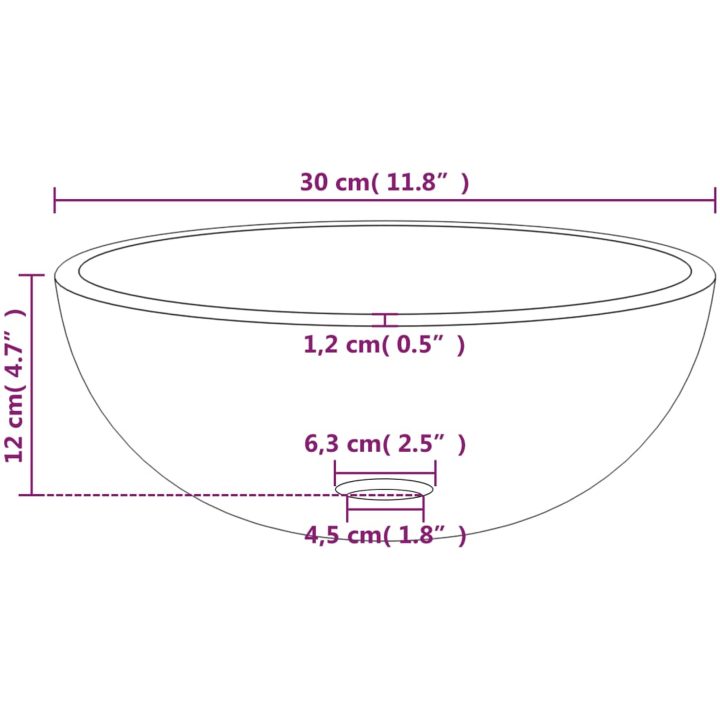 Handfat härdat glas frostat vidaXL 30 x 12 cm – bild 5